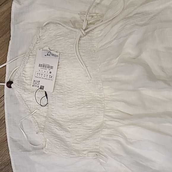 NWT ZARA White Maxi, Tiered, Bead Detail, sz Xs Lined. - Picture 8 of 8